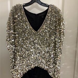 St. John Gold and Silver Sequin Blouse